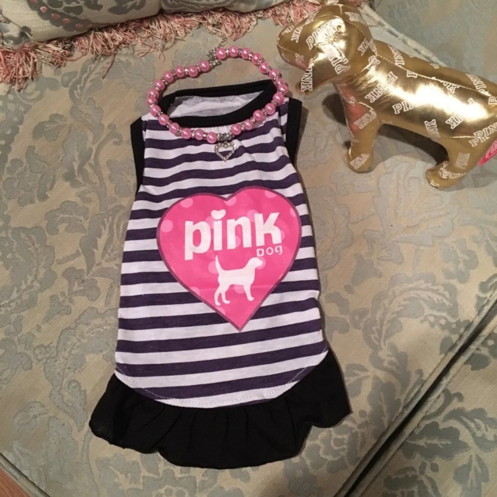 Dog dress and matching necklace size medium